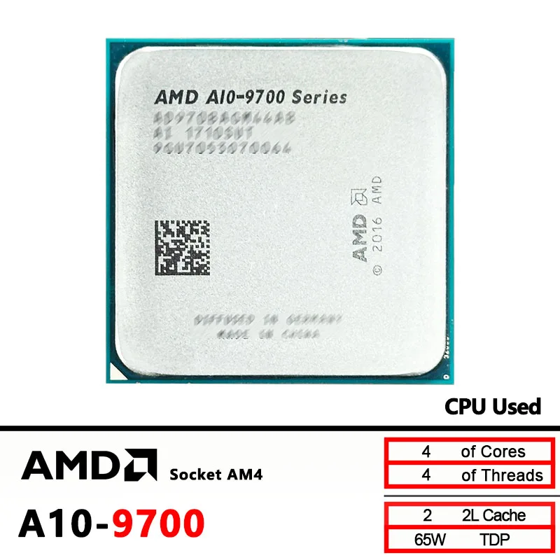 AMD A10 9700 A10 시리즈 A10-9700 3.5GHz 중고 쿼드 코어 CPU AD9700AGM44AB ...