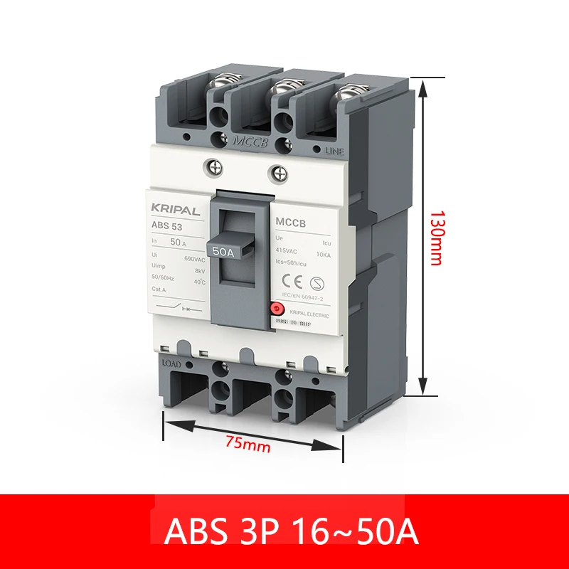 Circuit Breaker Kripal AC MCCB 63A 100A 125A 2P 3P Moulded Case Circuit Breaker Protector Safety Switch