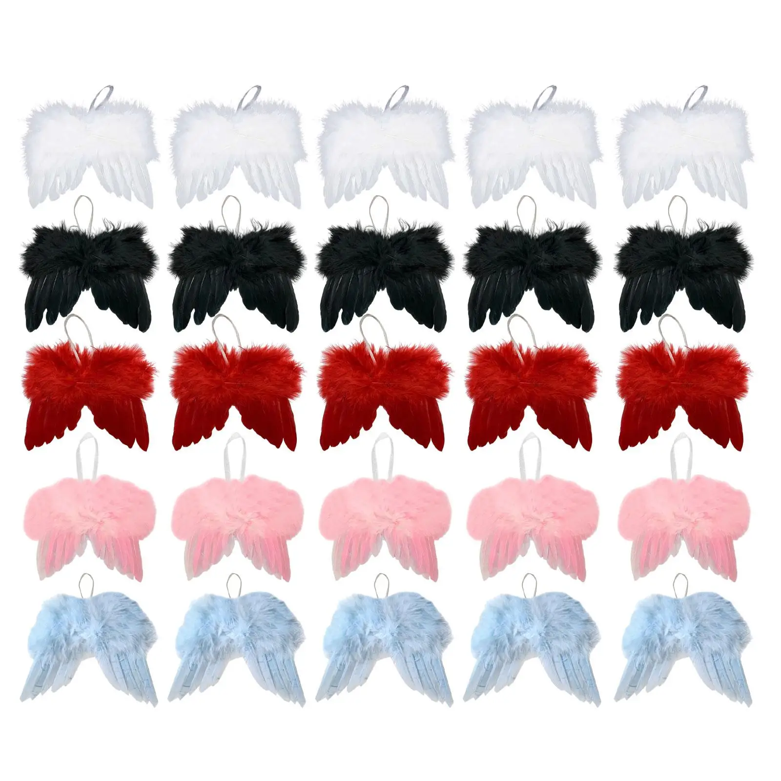 

5x Angel Feather Wing Valentine's Day Gifts Feather Hanging Wing for Party Arrangement DIY Craft Wedding Festival Decoration