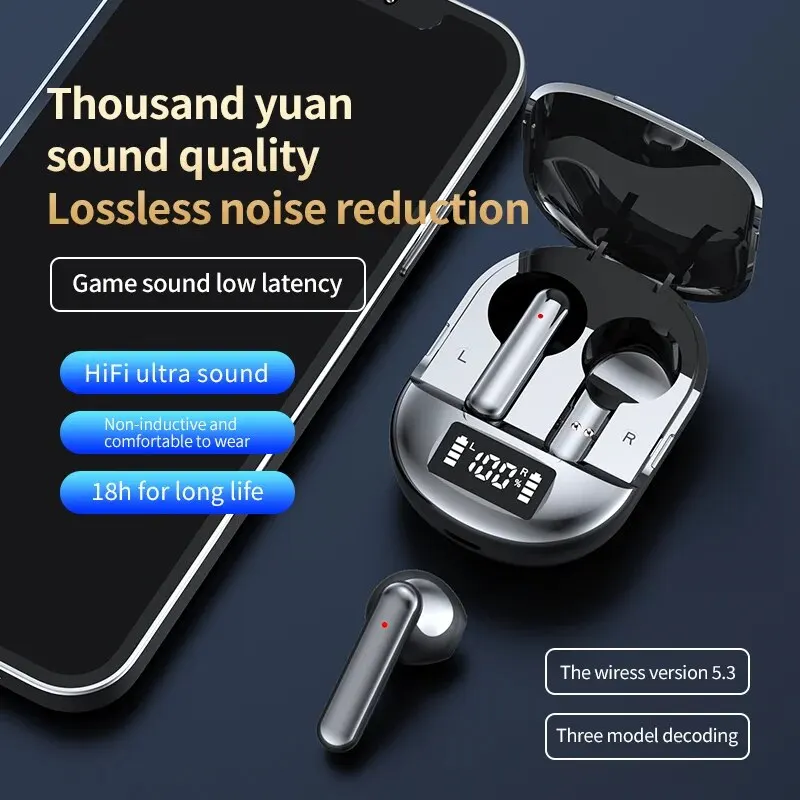 K40 TWS 블루투스 V5.3 무선 이어폰, 러닝 스포츠 게이밍 헤드셋, TWS ENC 노이즈 캔슬링 이어버드, 남녀 공용