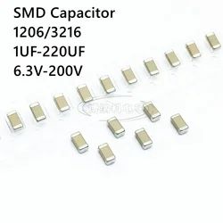 20PCS SMD Capacitor 1UF 2.2UF 4.7UF 10UF 22UF 47UF 100UF 220UF 10V 16V 25V 35V 50V 63V 100V 200V X7R X5R ±10%=K ±20%=M