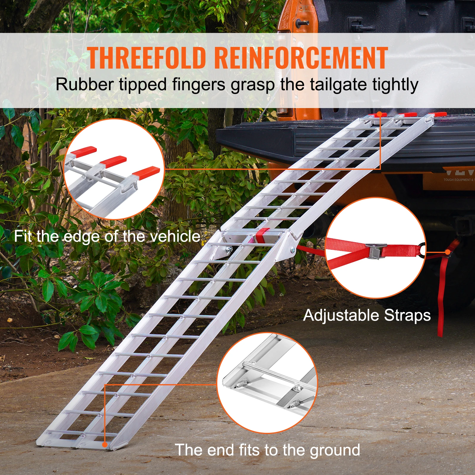 VEVOR Motorcycle Ramps 750/1500 lbs Folding Loading Ramps for Pickup Trucks Bed Trailers Ramp with Load Straps for Motorcycle1Pc