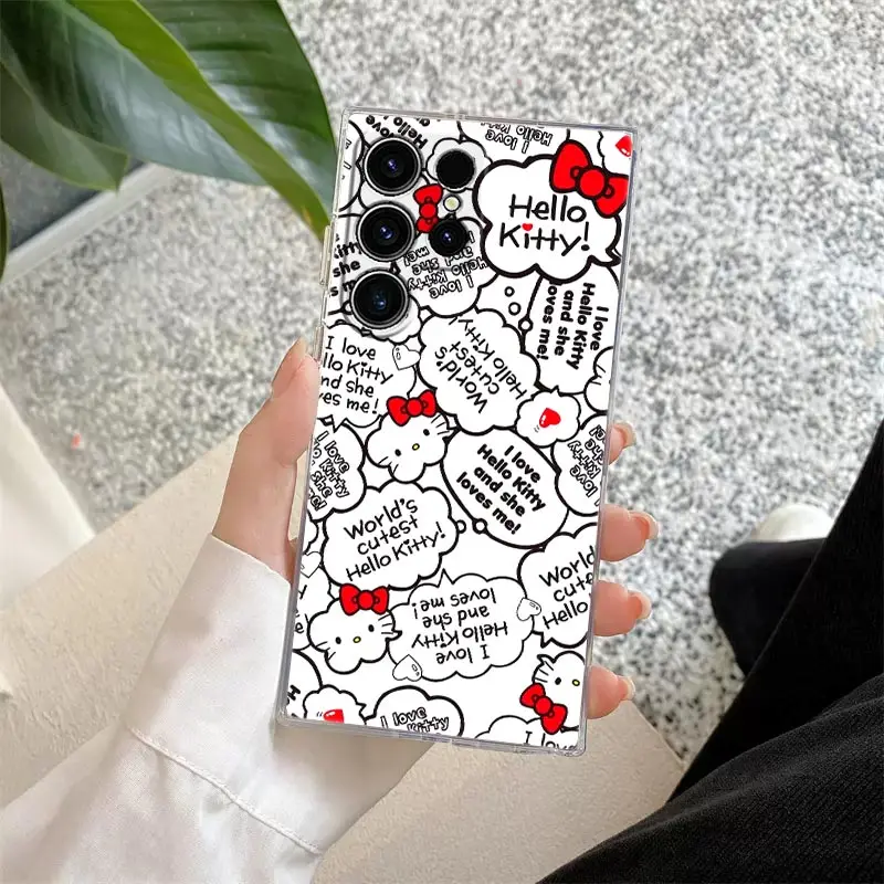 thumbnail image 1 of Funda de teléfono con dibujos animados de Hello Kitty, carcasa transparente para Samsung S24, S23 Ultra, S22, S20 Plus, S21 FE, Galaxy S24Ultra, S235G, 1 of 5