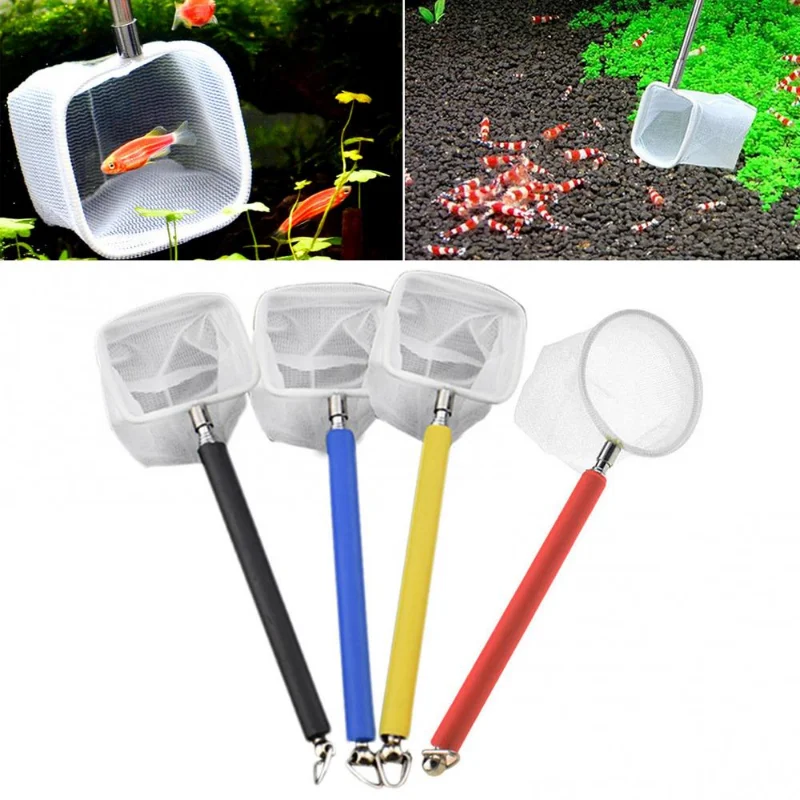 

Aquarium Net Telescopic Round/Square Type Fishing Net Portable Mini Adjustable Telescopic Shrimp Fishing Net Aquarium Accessory