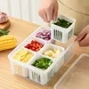 Refrigerator Storage Box 4/6 Grid Food Vegetable Fruit Storage Box Fridge Organizer Drain Basket Meat Onion Ginger Clear Crisper 2