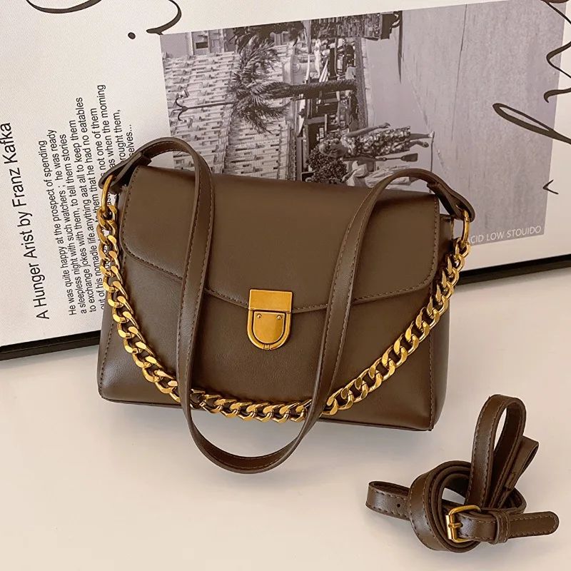 

2023 Vintage Designer Chain Pu Leather Crossbody Bags for Women 2023 Female Small Flap Shoulder Underarm Bag Handbags and Purses
