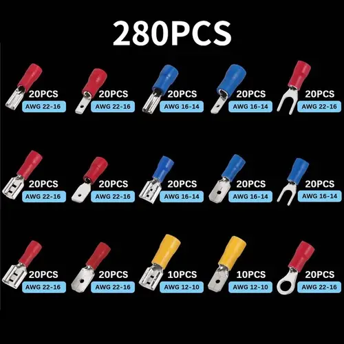 Insulated Cable Connector Electrical Wire Crimp Spade Butt Ring Fork Set Ring Electric Crimp lugs Rolled Terminals Assorted Kit - Image 15