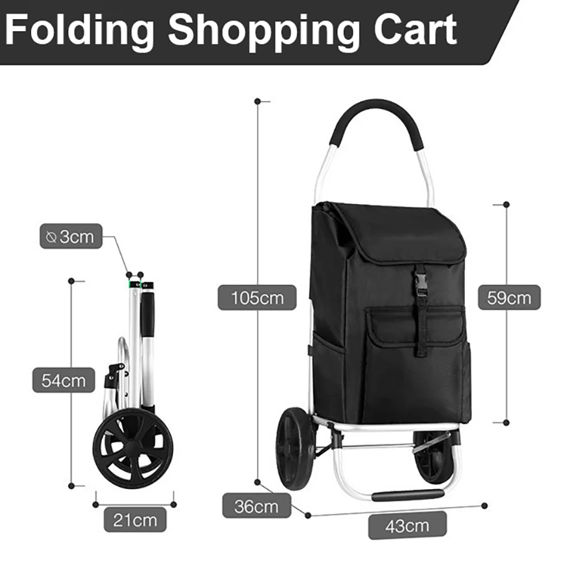 Household Aluminum Alloy Folding Shopping Cart With Storage Bag