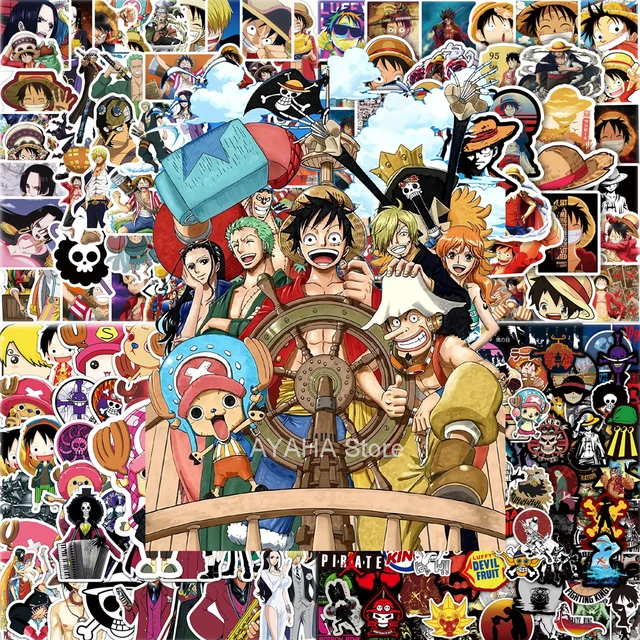 Pegatinas de Anime de ONE PIECE para niños, calcomanías de grafiti para  monopatín, ordenador portátil, teléfono