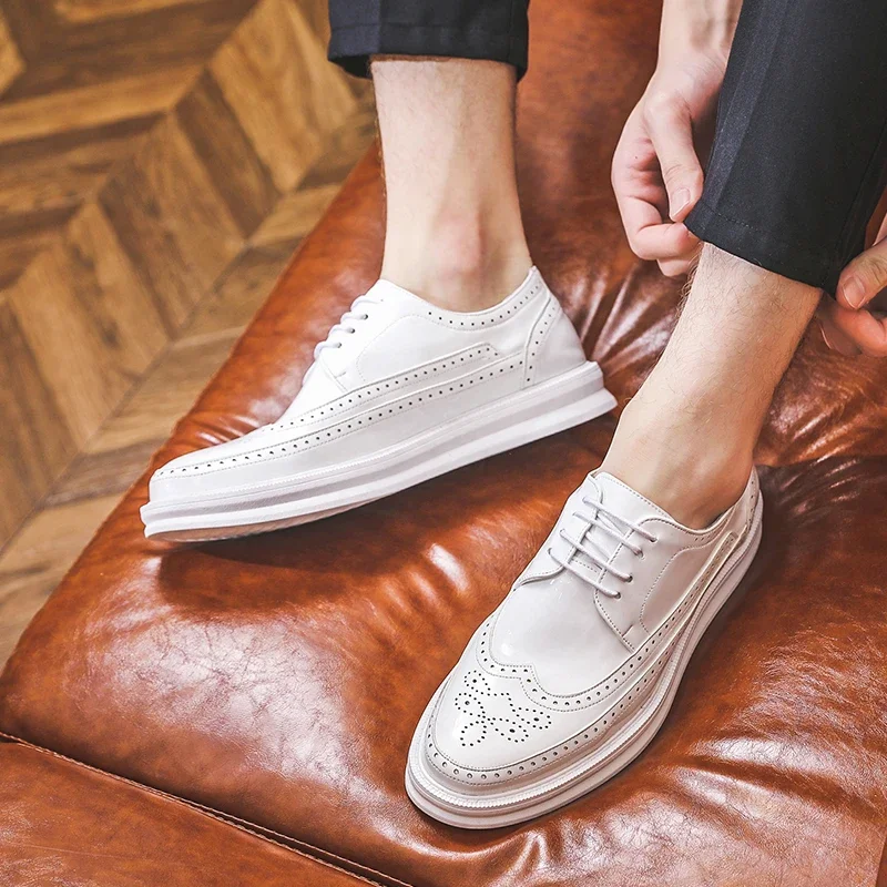 Classic High Quality Fashion Oxford Shoes Lace Up Men's Dress Shoes Style Moccasin Casual Men Leather