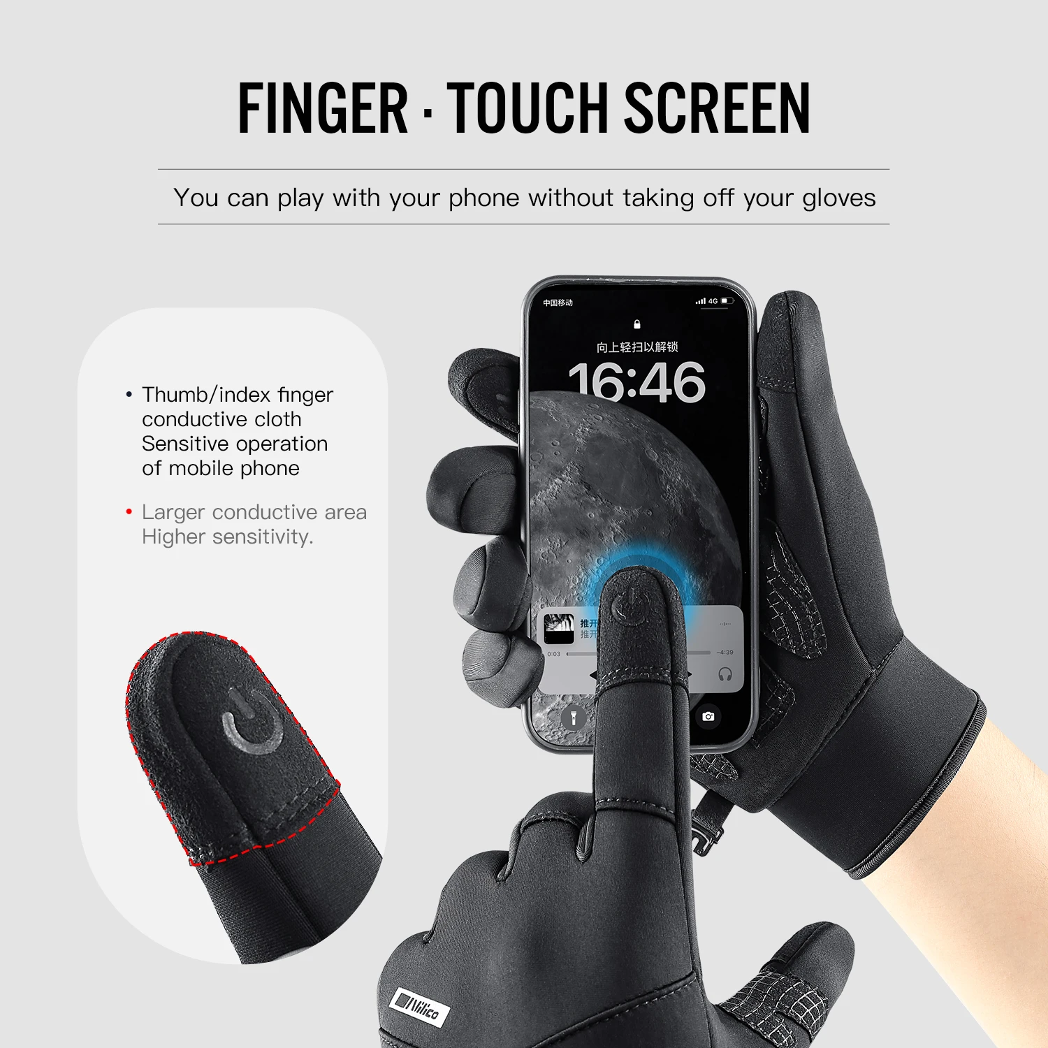 Waterproof Cycling Gloves Winter Motorcycle Gloves Touch Screen Bicycle Gloves Outdoor Riding Scooter Windproof Warm Ski Gloves