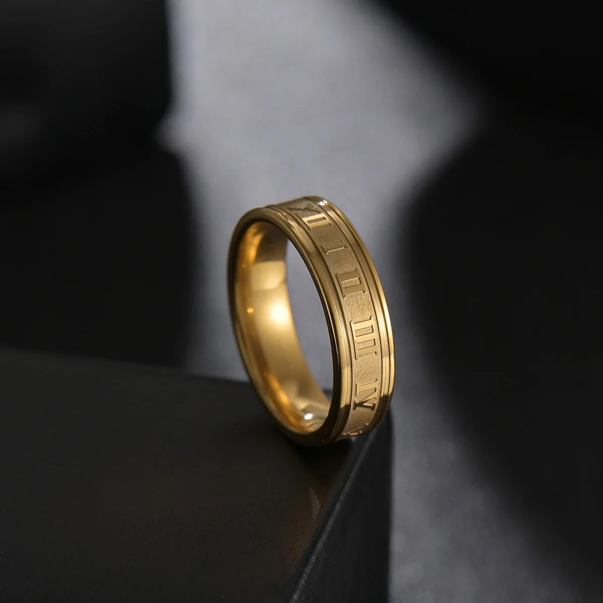 Freeteeme Vintage Roman Numbers 6mm Width Ring Wedding Fashion Stainless Steel Couple Rings for Woman Men Jewelry Birthday Gifts 3