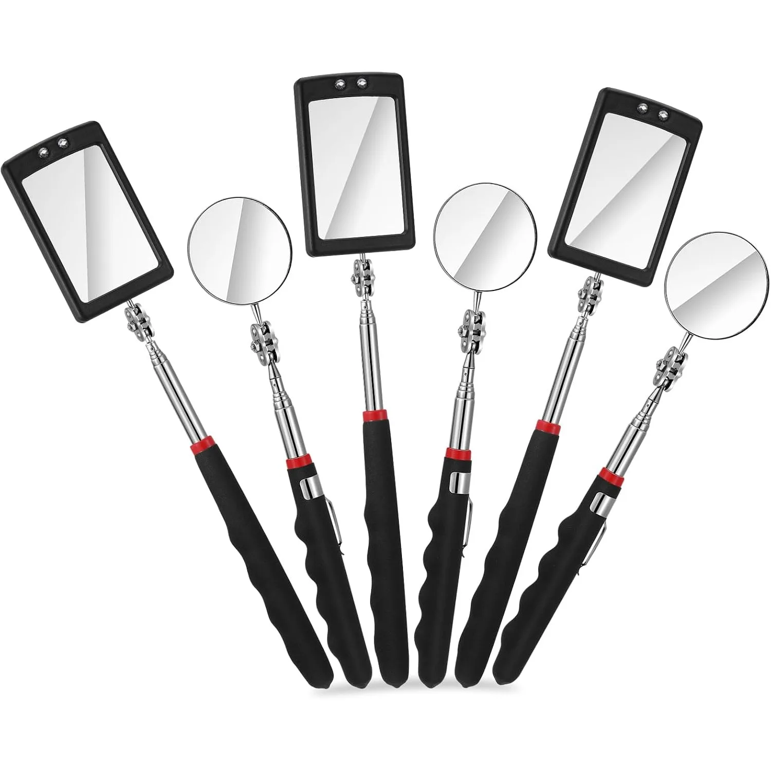 6PCS 텔레스코핑 검사 거울 개폐식 기계식 거울 도구 차량 하부 검사 거울 자..