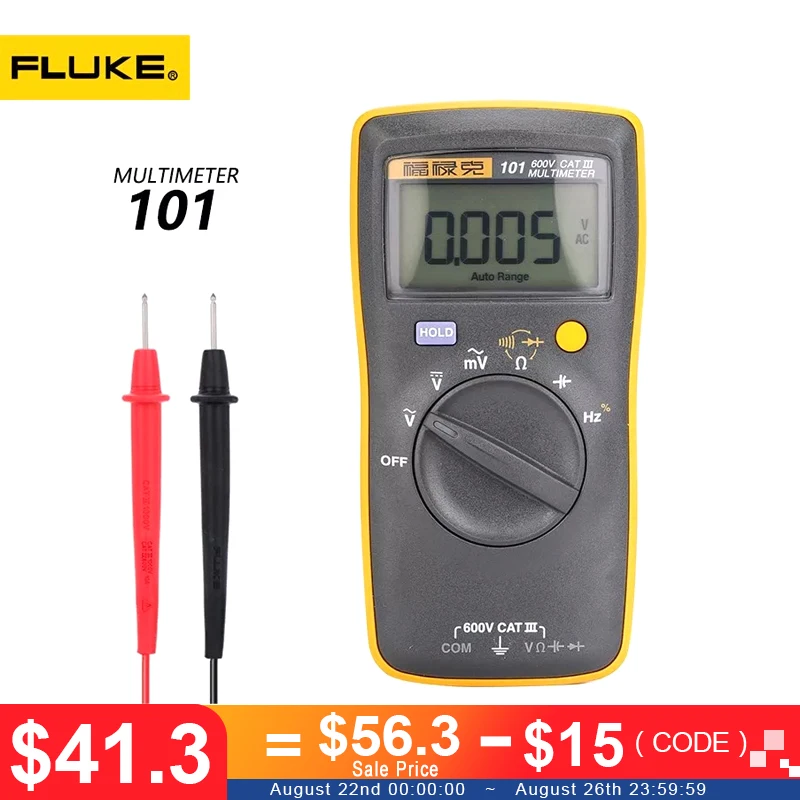 Fluke 101 Mini Digital Multimeter Auto Range For AC/DC Voltage