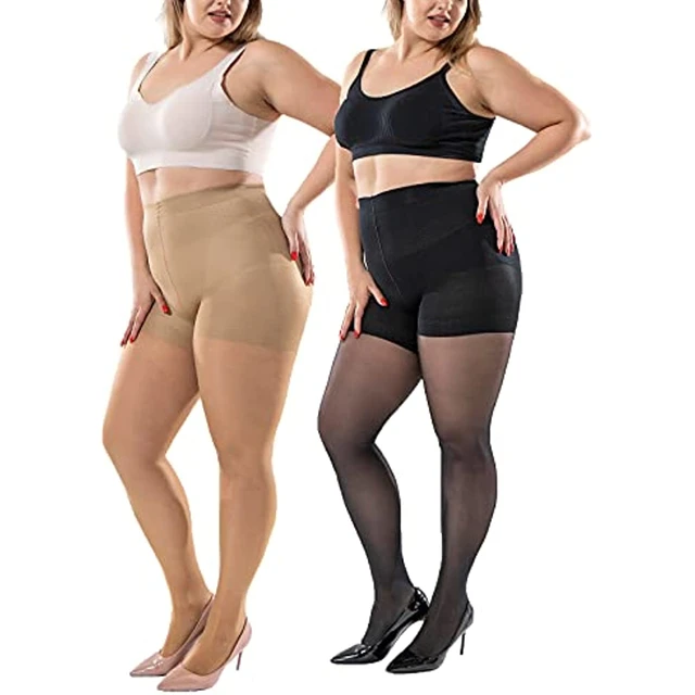 2 Pack Plus Size Control Top Tights 80D Queen Size Support Nylon Hosiery  Pantyhose for Chubby Girls Women Women Leggings - AliExpress