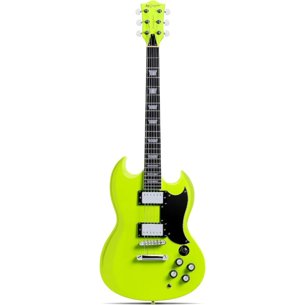 39 Inch Solid Body Electric Guitar-Poplar Wood Body，Maple Neck and Composite Ebony Fretboard (Fluorescent Green)