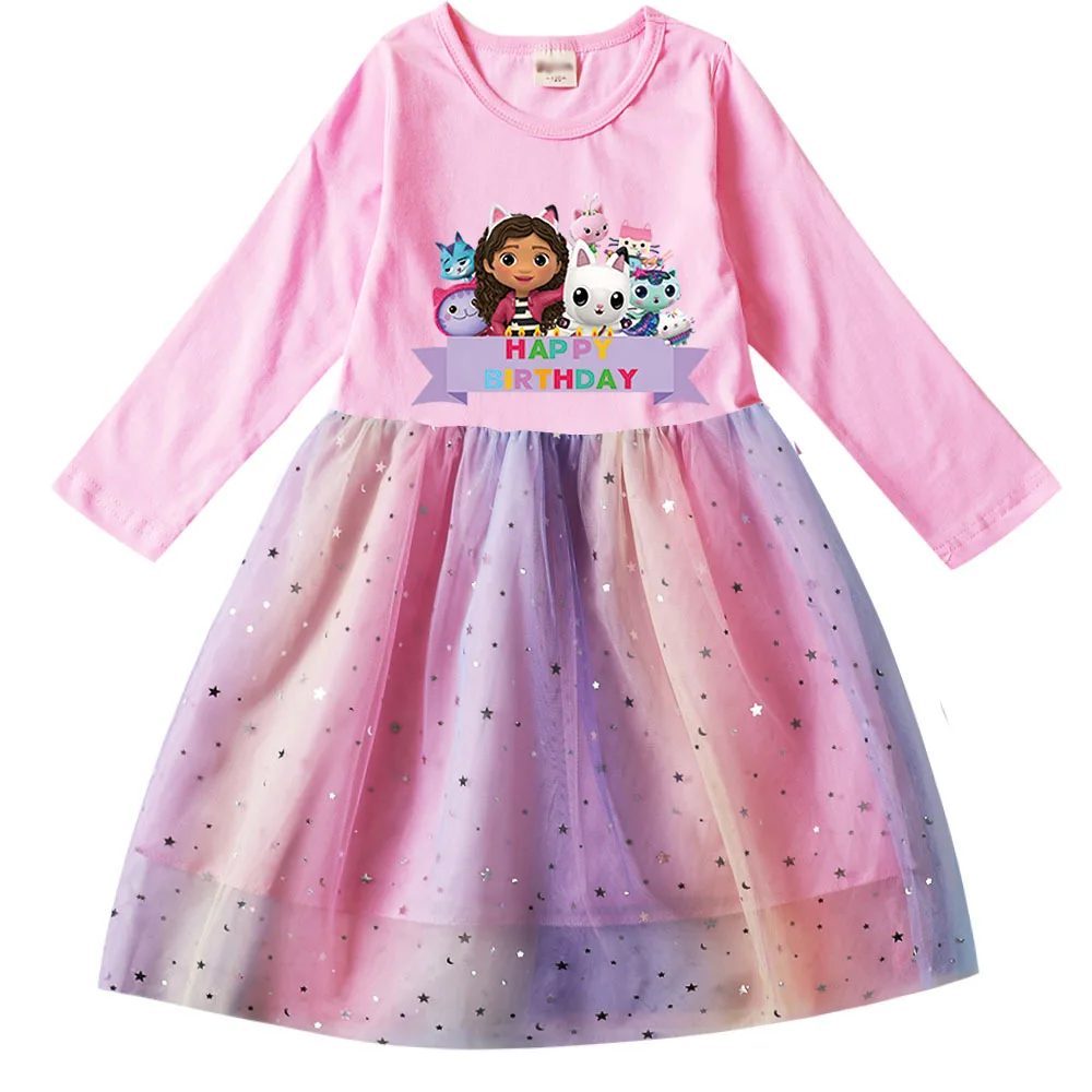 Kids Girls Dress Cartoon Children Sport Causal Dress La Casa De Mu&ntilde;ecas De Gaby Baby Girl Birthday Gift kids girls dress