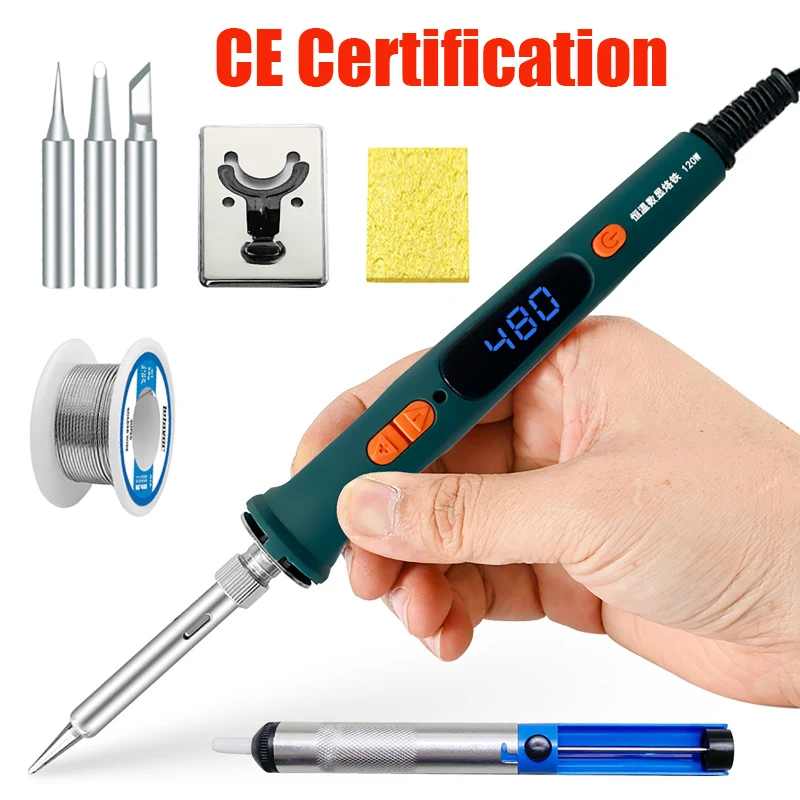 

Adjustable Temperature Electric Soldering Iron 220V 120W Welding Solder Rework Station Heat Pencil Tips Repair Tool set