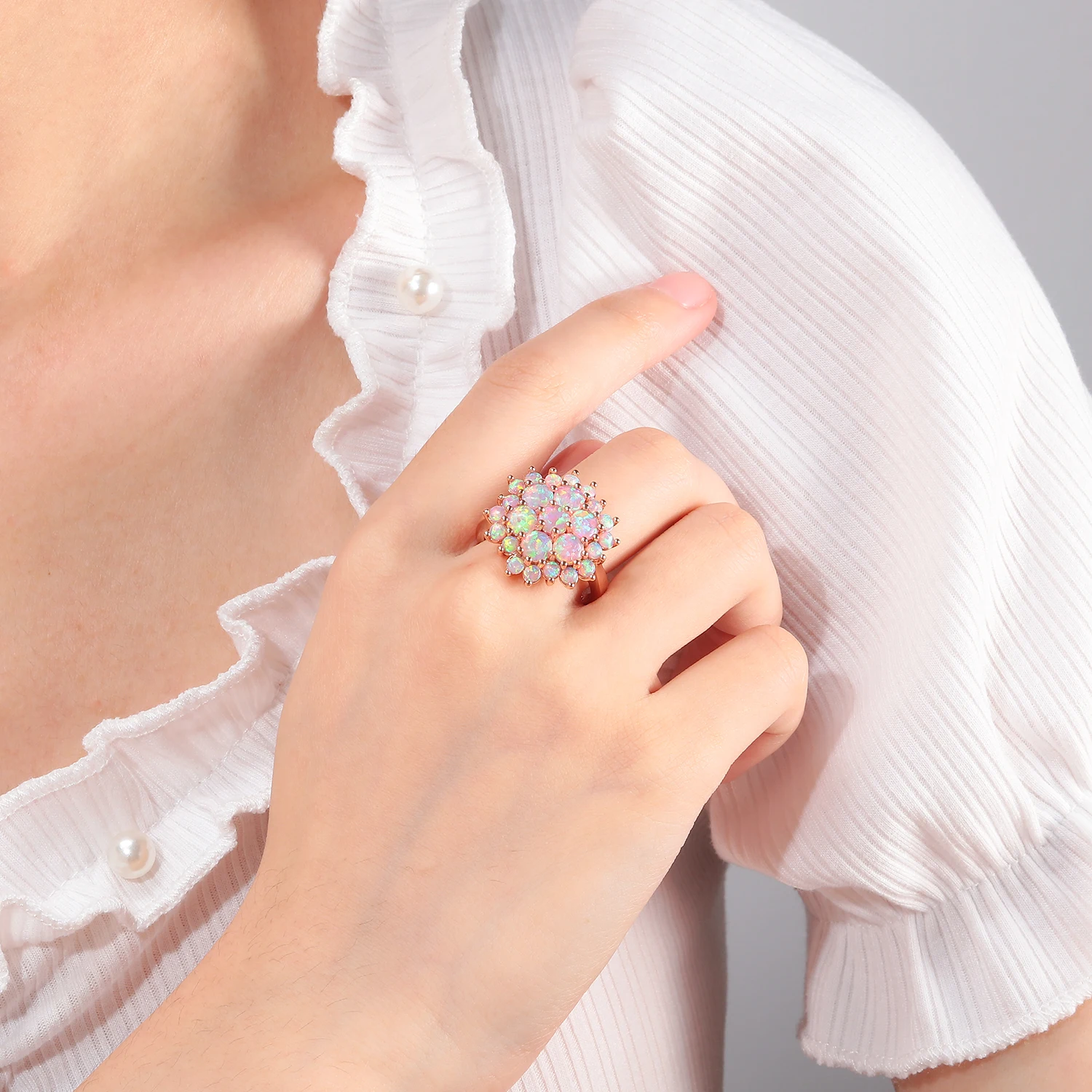 CiNily Pink Round Fire Opal Stone Rings Rose Gold Plated Flowers Bloom Plant Big Ring For Women Girls Wedding Fashion Jewelrys CiNily Pink Round Fire Opal Stone Rings Rose Gold Plated Flowers Bloom Plant Big Ring For Women Girls Wedding Fashion Jewelrys