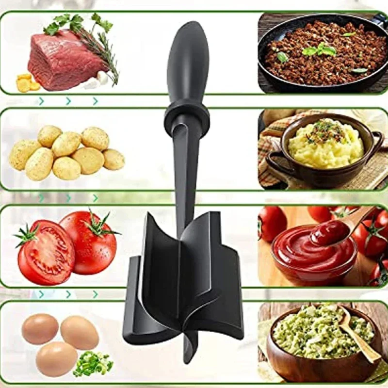 Kitchen Meat Chopper Ground Beef Masher Utensil Heat Resistant Non-Stick Hamburger Choppe Potato Masher Tool Kitchen Gadgets
