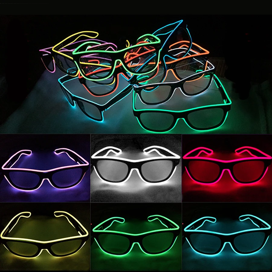 Led Glasses Neon Glow Sunglasses Bright Light Supplies Party Flashing Glasses EL Wire Glowing Gafas Luminous Bril Novelty Gift