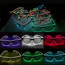 Led Glasses Neon Glow Sunglasses Bright Light Supplies Party Flashing Glasses EL Wire Glowing Gafas Luminous Bril Novelty Gift