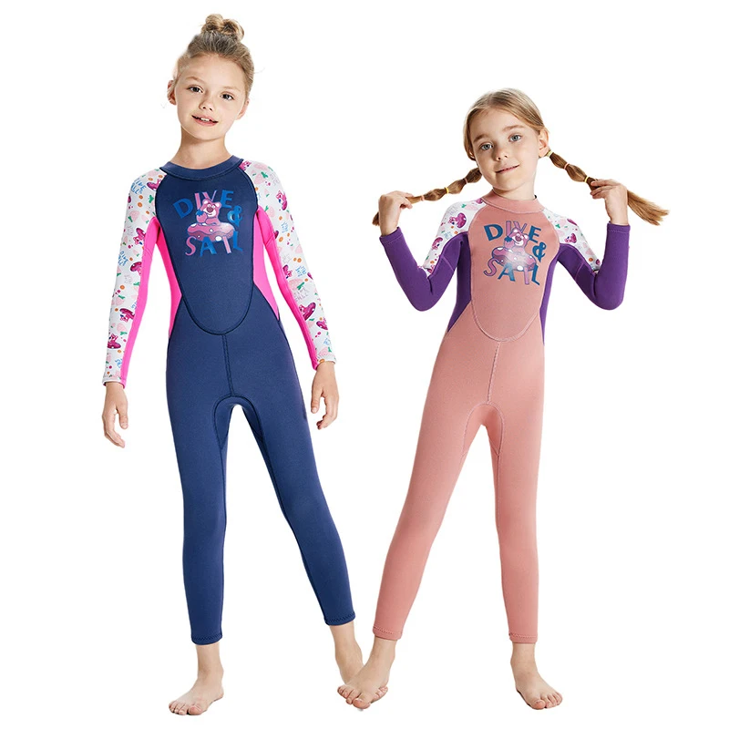 

2023 Summer Baby Girl Wetsuit Outdoor Sport Children Swimwear 2.5MM Warm Kids Swimsuit Sunscreen Long Sleeve Bathing Clothes