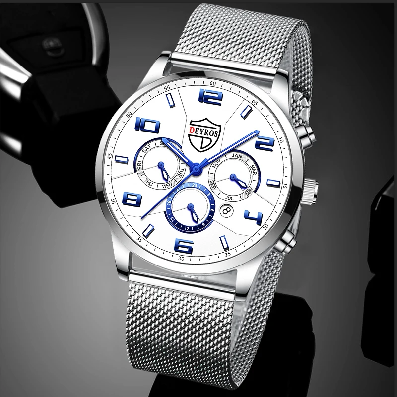 Fashion Mens Watches Luxury Men Business Stainless Steel Mesh Belt Quartz Luminous Clock Calendar Date Man Casual Leather Watch fashion mens watches men business stainless steel quartz wrist watch man casual leather watch luminous clock relogio masculino