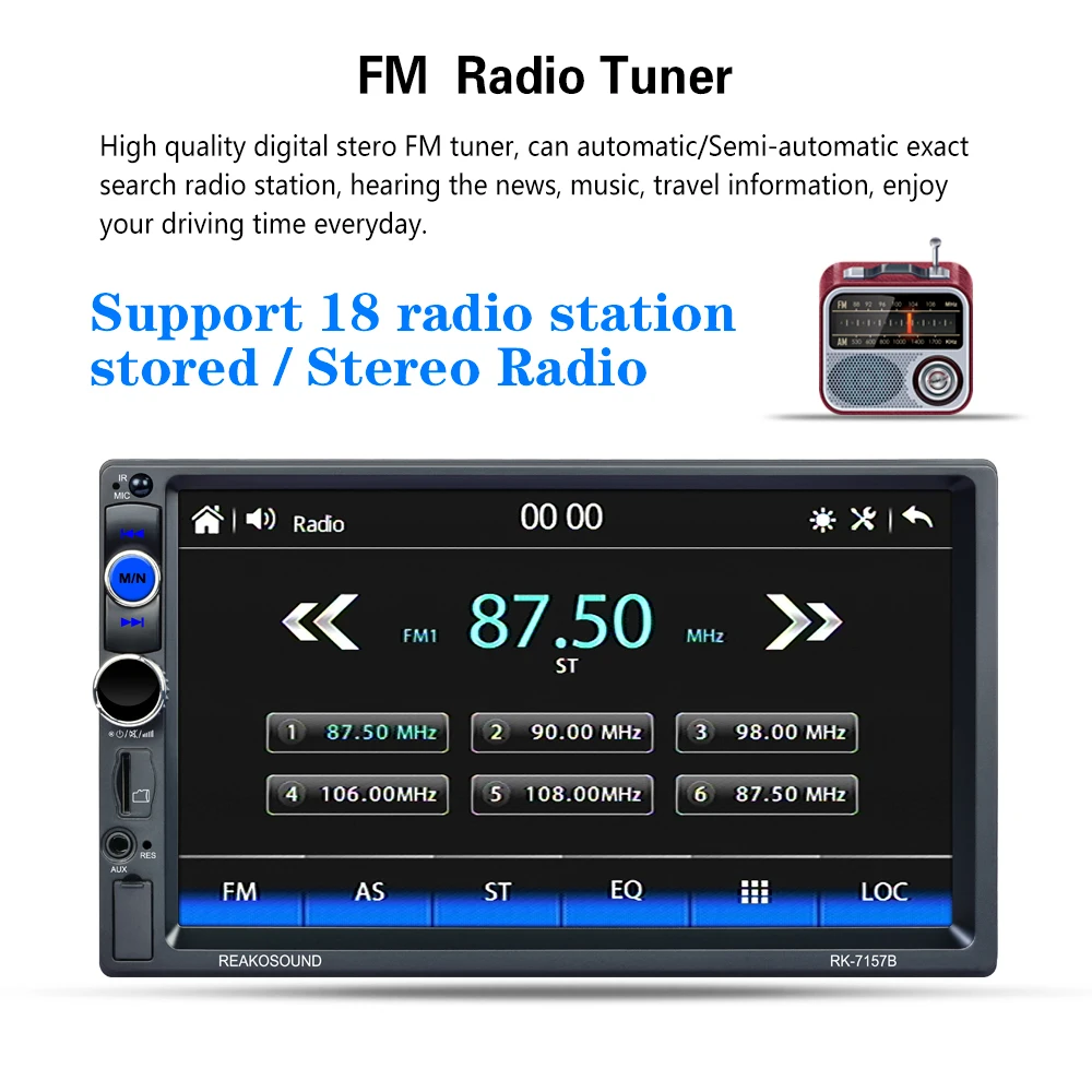 OiLiehu 2Din 7" Car Radio Apple Carplay Android Auto Stereo Receiver Touch Screen Bluetooth FM SD USB TF HD MP5 Player Autoradio android car video player