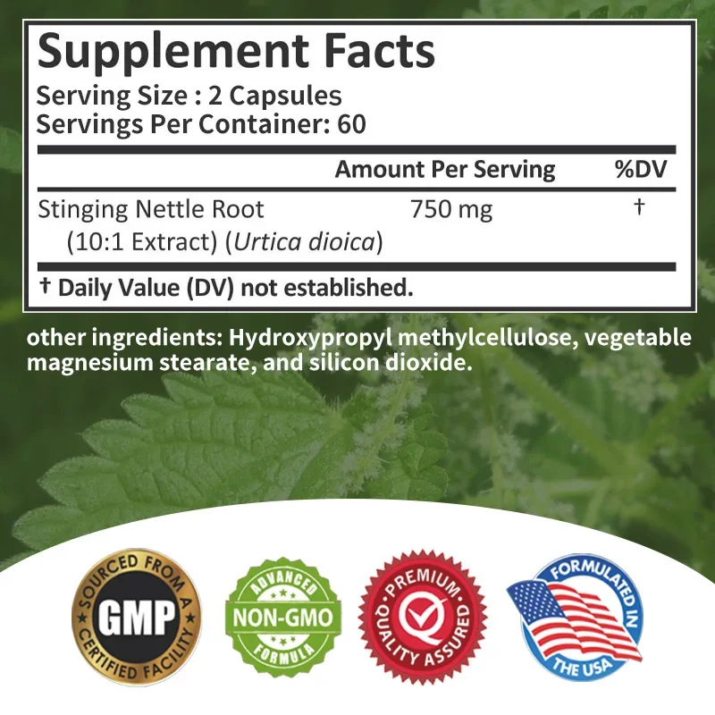 Stinging Nettle Root Prostate Support Urinary Tract Health Relieve Urinary Frequency Capsules
