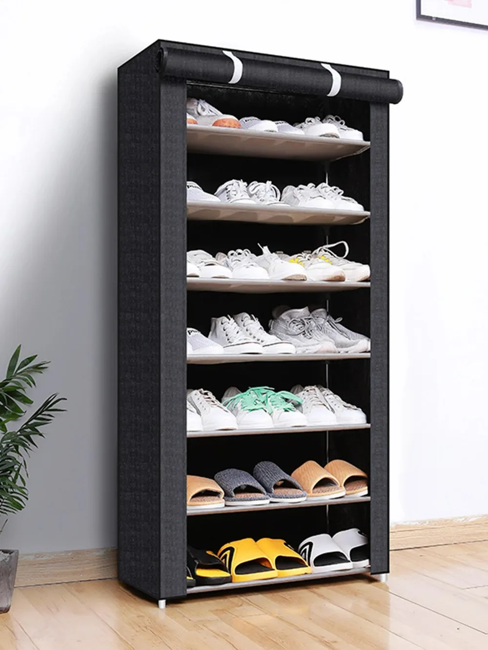 Single Row 10-Layers 9 Lattices Shoe Cabinet Non-woven Fabrics