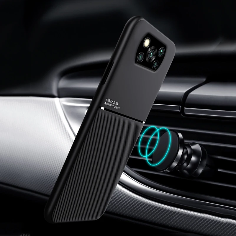Prabangus magnetinis odinis dėklas, skirtas POCO X3 Pro NFC X3Pro X3NFC POCOX3 X 3 telefonui, įmontuotame metalinėje plokštėje, viso dangčio palaikymui automobilio laikikliui_voghion.com