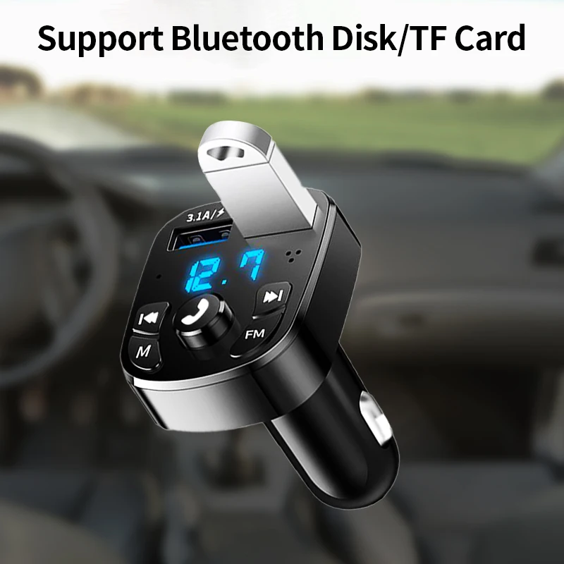 

Car FM Transmitter Bluetooth 5.0 Wireless Handfree Kit Dual USB Car Charger 3.1A MP3 Player TF Card U Disk AUX Auto FM Modulator