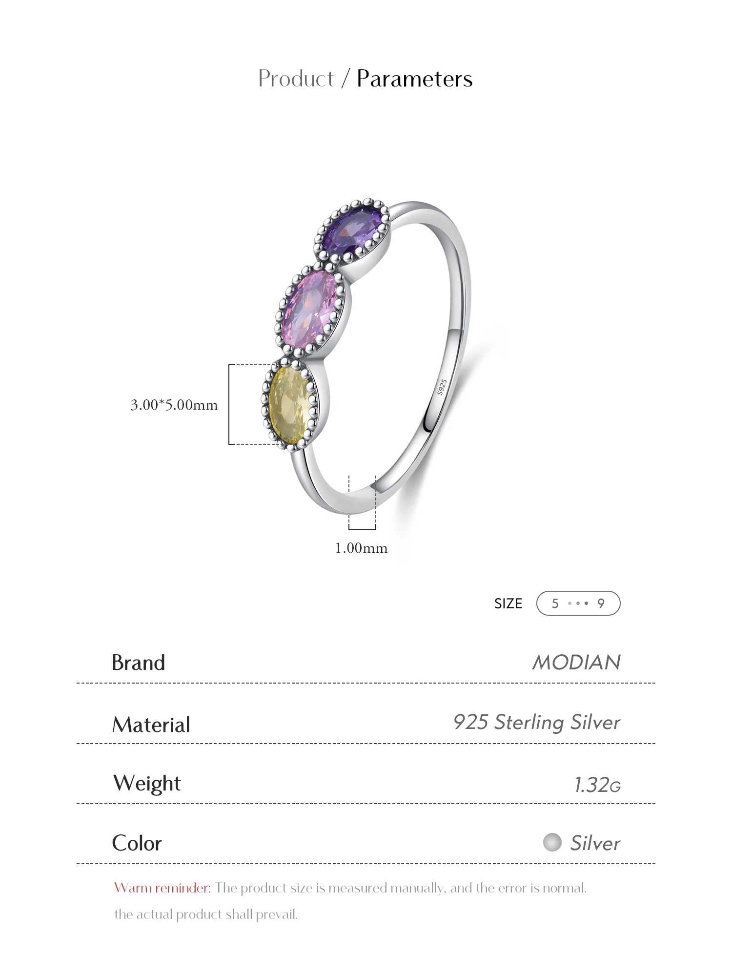 MODIAN Vintage-Ring aus 925er-Sterlingsilber, bunt, oval, exquisiter Zirkonia, stapelbar, edler Schmuck für Frauen, Geburtstagsgeschenk – Detail 4
