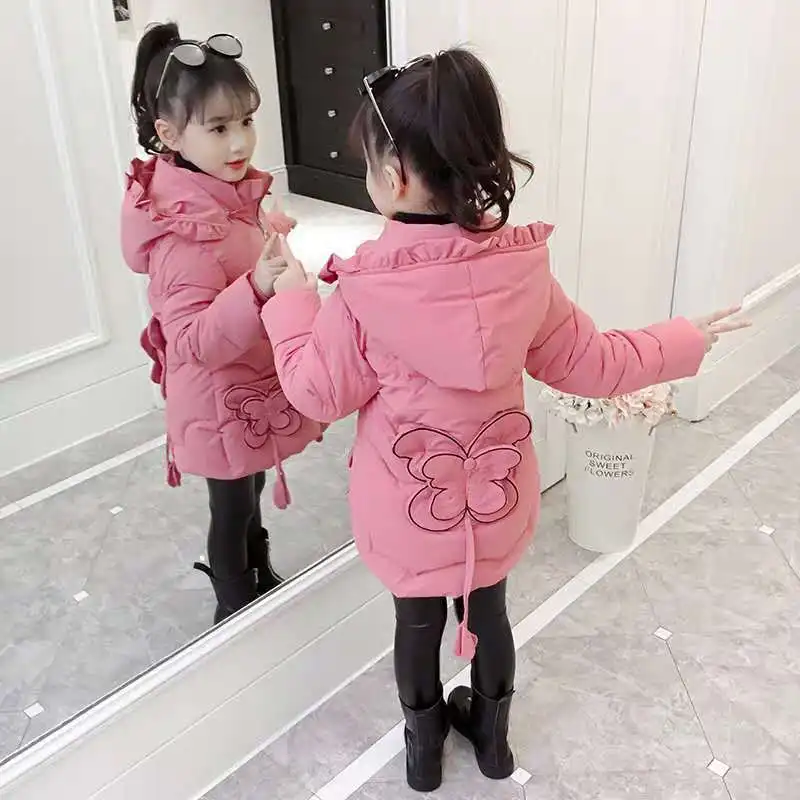 

Girls Autumn Winter Jackets Kids Coat Children Winter Outerwear Casual Baby Girls Clothes Butterfly jacket Parkas 4-12years
