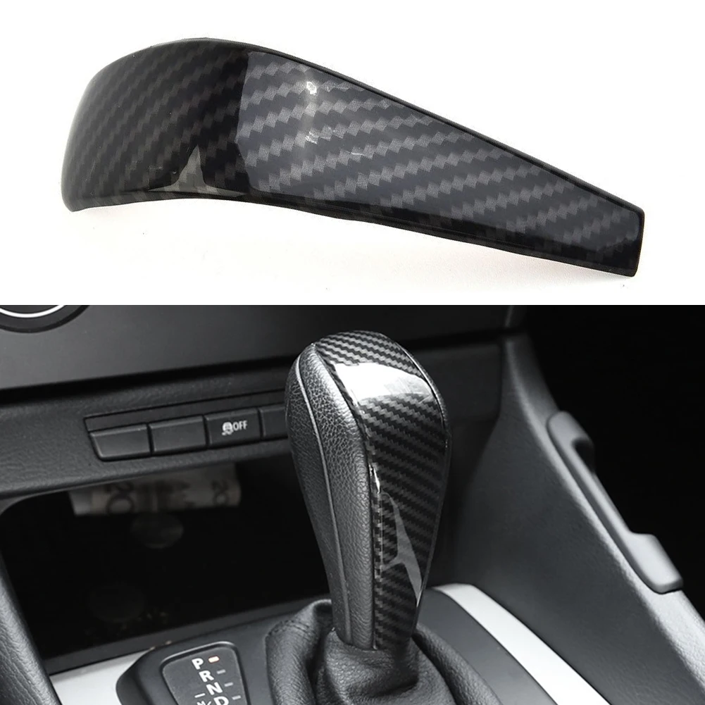 

1 Piece ABS Car Gear Shift Knob Cover For BMW 1 3 Series X1 E87 E90 E84 Carbon Fiber Automatic Gear Shift Knob Covers