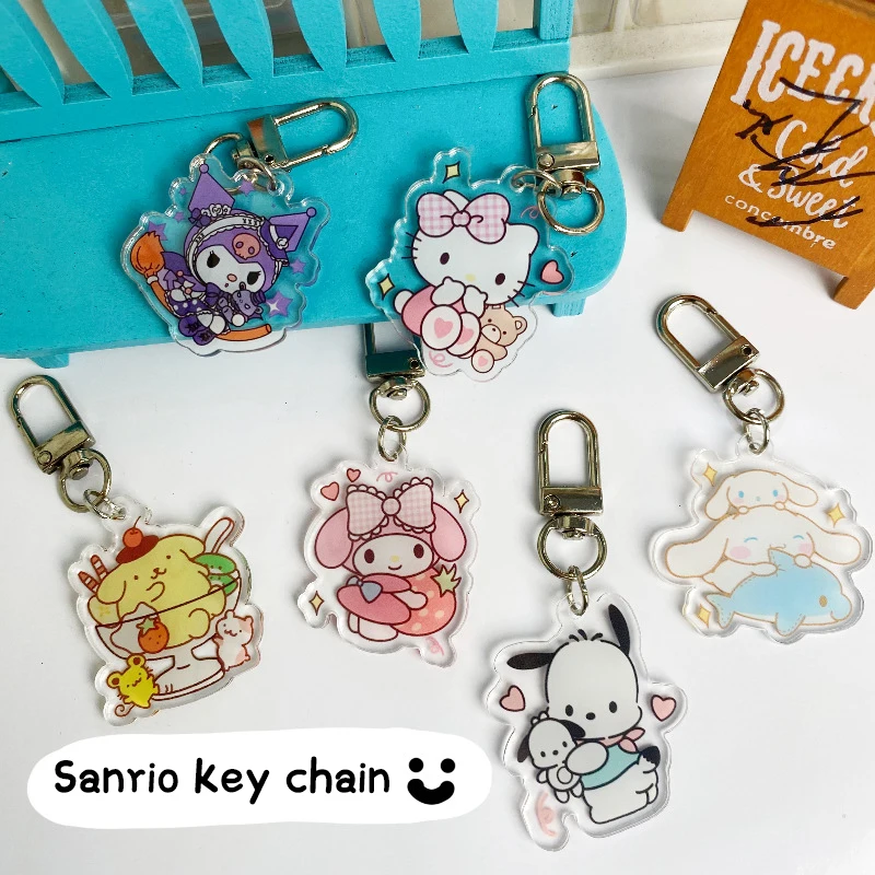 

1 шт. брелок для ключей с аниме-фигуркой Sanrio, брелок Hello Kitty Kuromi Melody, кавайная мультяшная подвеска с сумкой, коллекционная игрушка для детей, подарки