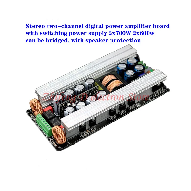 

Stereo 2 channel digital power amplifier board, with switching power supply 2x700W 2x600w, can be bridged, speaker protection