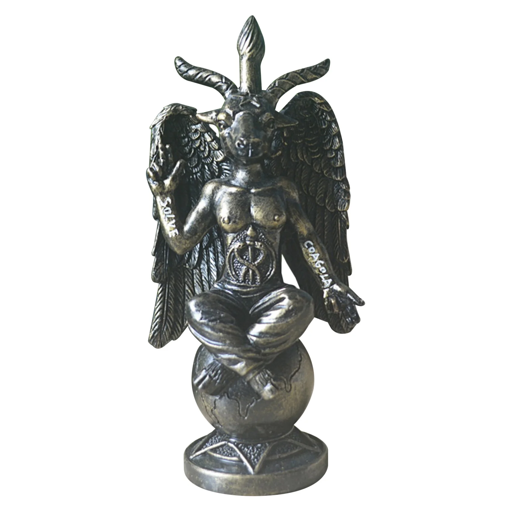 

Satanic Idol Baphomet Sculpture Meditation Wing Statue Resin Crafts Religious Ornaments A