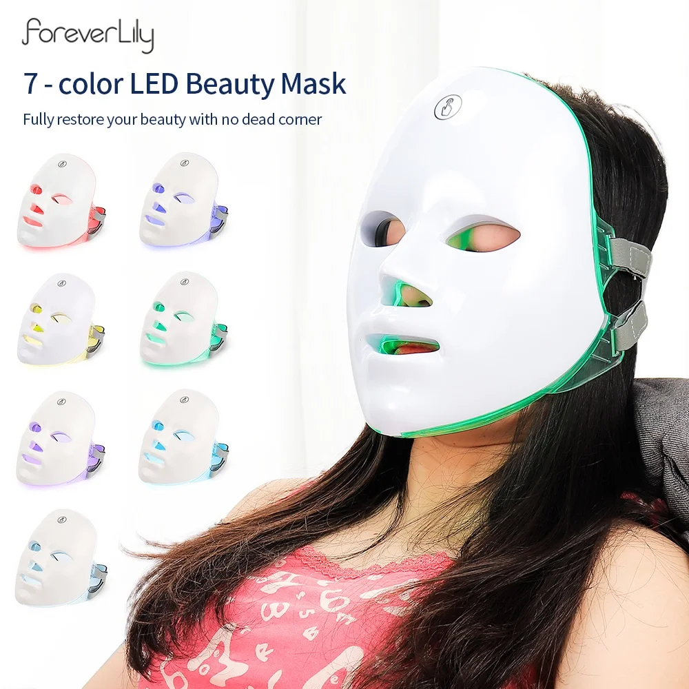 Neck anti wrinkle mask Facial neck mask Led facial mask 7 Colors Photon Facial LED Mask Red Light Therapy Anti Aging Face Neck Beauty Mask Relaxation Treatment Anti-Wrinkle Skin Care