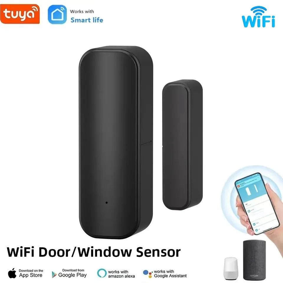 ZEXEF Tuya Smart WiFi Door Sensor Smart Home Open Close Detector App Control Notification Compatible with Alexa Google Home