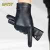 Genuine Sheepskin Leather Gloves Men Full Finger Winter Warm Touchscreen Texting Driving Motorcycle Fleece Business Black Gloves 1