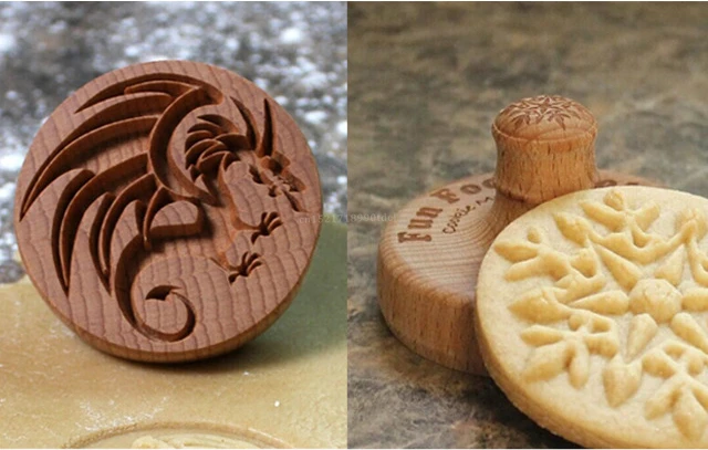 Cookie cutters and embosbossers flower 3D cookie mold cutter wooden pastry bakery accessories