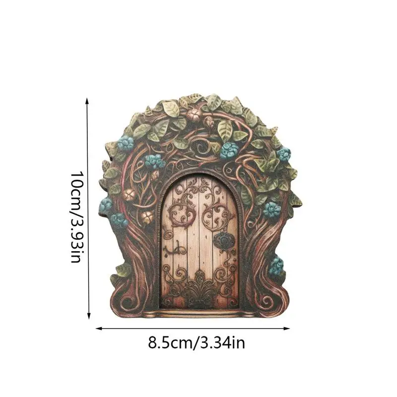 Fairy Door Wooden Mini Elf Fairy Door Fairy Garden Art Doors Garden Miniatures Ornaments for Fairy Home Tree Indoors or Outdoors 6