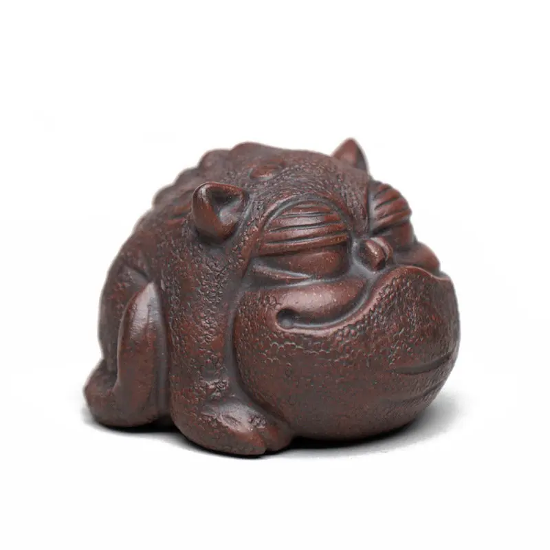 Yixing Raw Ore Purple Sand Tea Pet Three Foot Golden Toad Sculpture Small Ornaments Chinese Tea Table Decoration Accessories tea pet ornaments