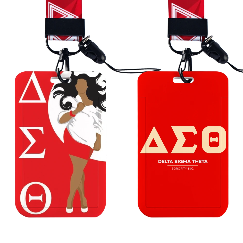 Delta Sigma Theta Sorority sodal ID Card Holders Lanyard Credit Card Badge Holder Girl Retractable Clip Business Cardholder Key 3