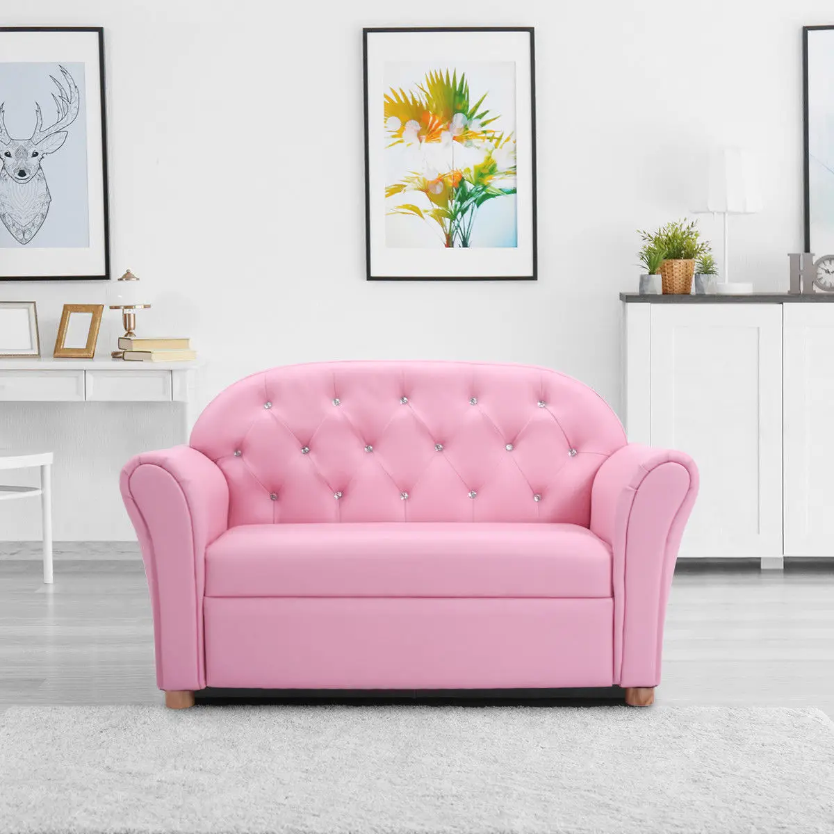 Costway Kids Sofa Princess Armrest Chair Lounge Couch Children Toddler Gift 4