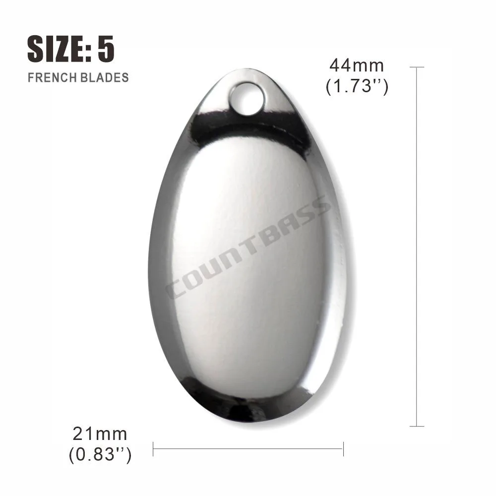 COUNTBASS 50 Stück Größe 0–6, vernickelter Stahl, glatte französische Spinnerklingen, Nickel-Finish, DIY-Angelköder, Tackle Craft – Detail 12