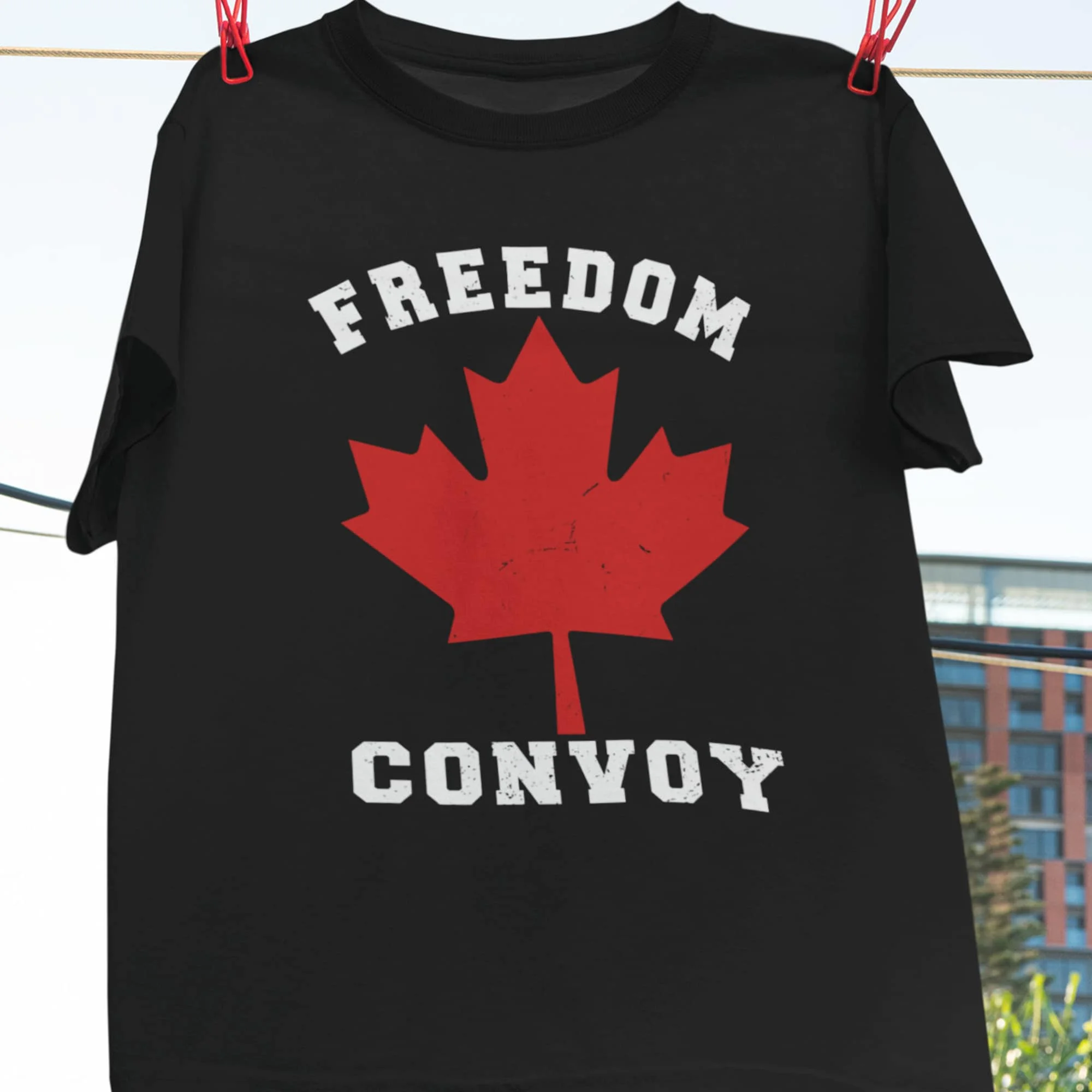 Freedom Convoy 2022 Canadian Trucker T Shirt Maple Leaf Vintage Truck Driver
