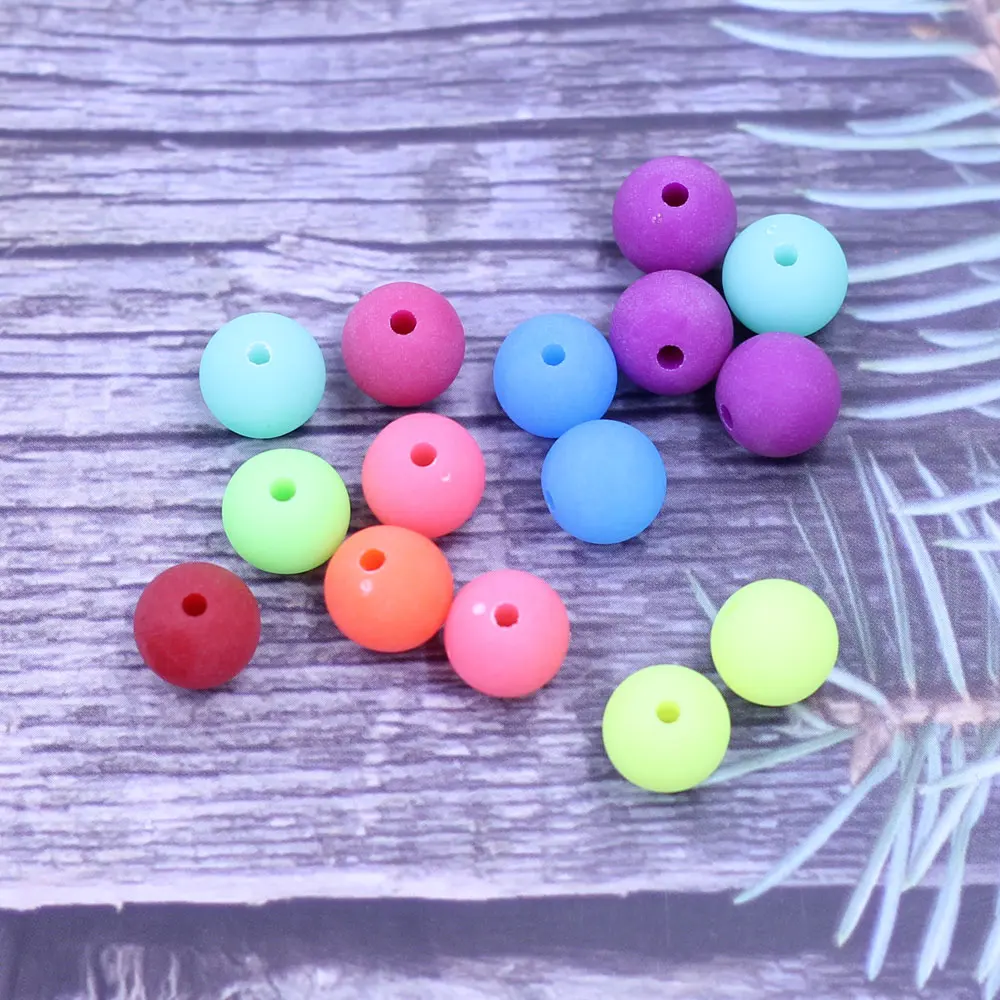 500Pcs Mixed Colorful Frosted Round Acrylic Spacer Beads For Charms Necklaces Fashion Craft Jewelry DIY Accessoreis 10mm